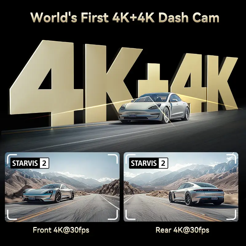 F77 STARVIS 2 4K+4K Dual IMX678 Voice Control 5.8GHz High Speed WIFI Dash Cam - Image 3