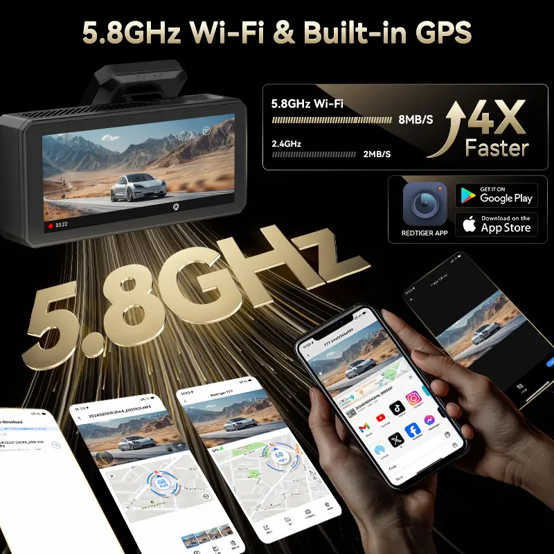 F77 STARVIS 2 4K+4K Dual IMX678 Voice Control 5.8GHz High Speed WIFI Dash Cam - Image 7