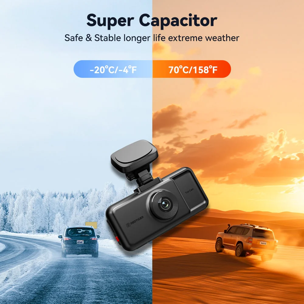 Redtiger A6 4K 3-Channel Dash Cam 5.8Ghz Wifi Voice Control Dash Cam - Image 10