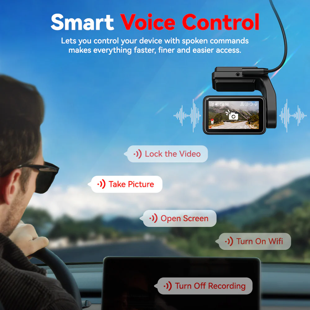 Redtiger A4 4K+1080P Voice Control 5.8GHz WIFI Dash Cam - Image 10