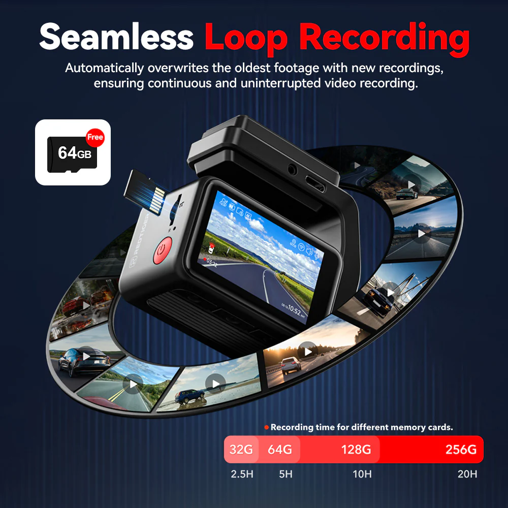 Redtiger A4 4K+1080P Voice Control 5.8GHz WIFI Dash Cam - Image 3