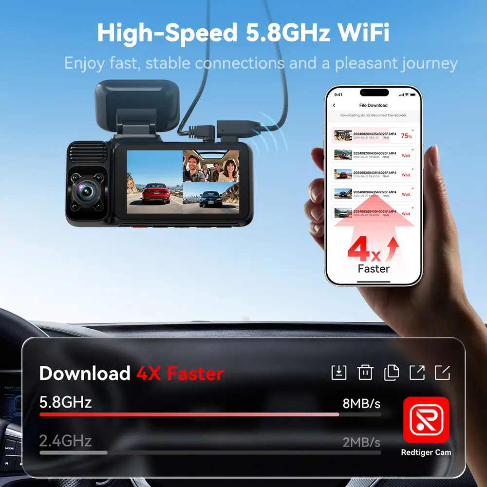 Redtiger F17 4K 3-Channel 5G Wifi Dash Cam - Image 5