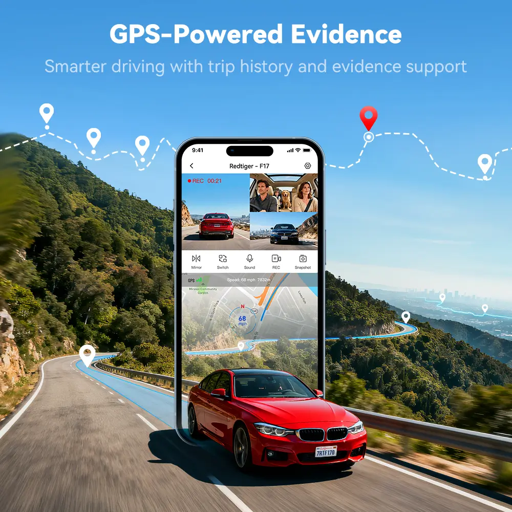 Redtiger F17 4K 3-Channel 5G Wifi Dash Cam - Image 6