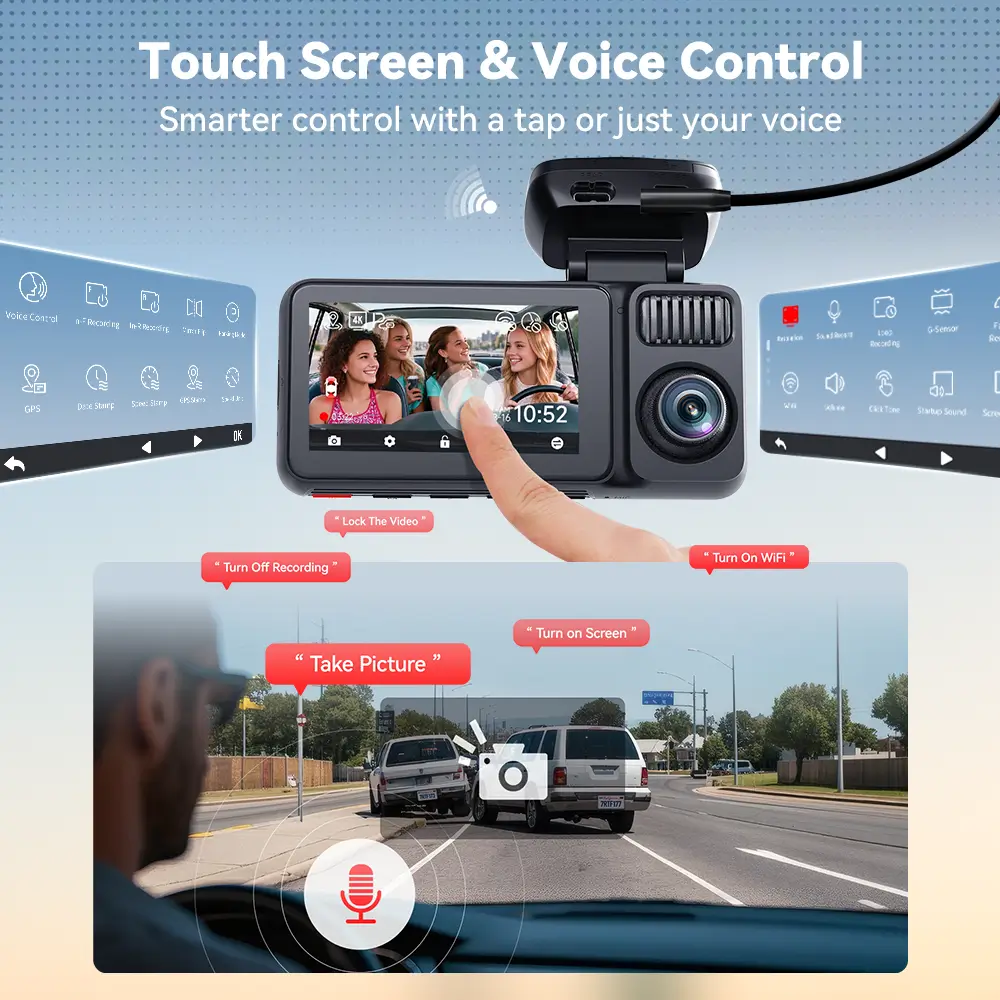 Redtiger F17 Plus 4 Channels 2.7K Sony STARVIS 2 5.8 Ghz Wifi Touch Screen Dash Cam - Image 9