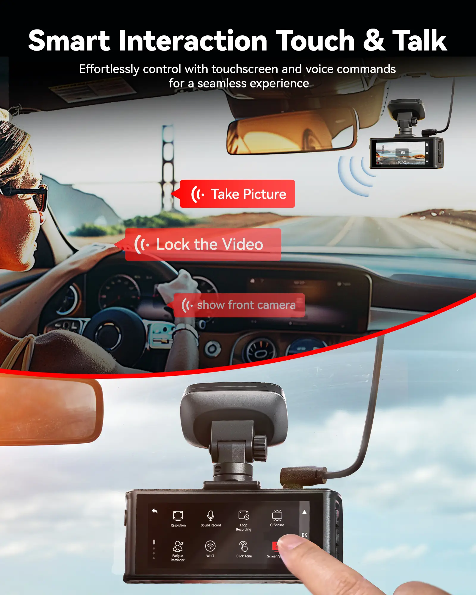 Redtiger F7N Elite 4K Sony STARVIS 2 WiFi-6 Touchscreen Voice Control Dual Dash Cam - Image 4