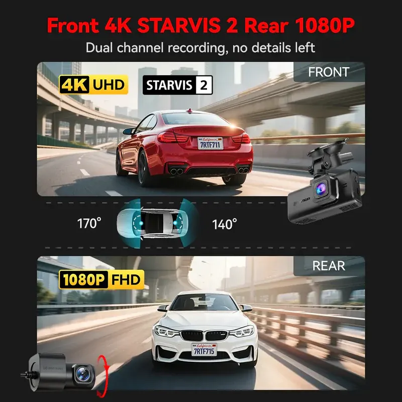 Redtiger F7NT Touch Screen 4K Dual Dash Cam - Image 4