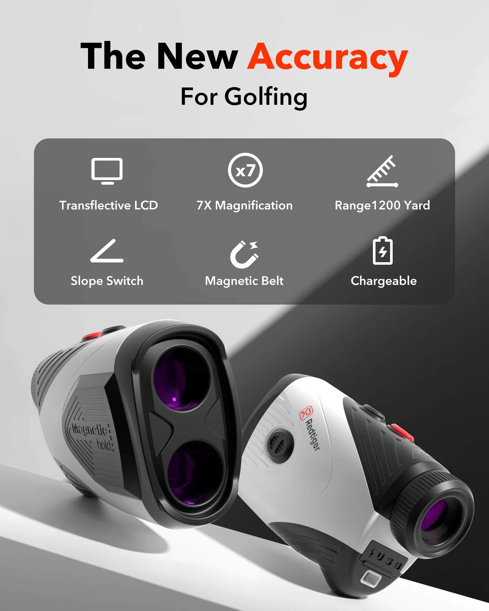 REDTIGER Golf Rangefinder with Slope, 1000 meters Laser Range Finder Golfing, 7X Magnification - Image 3