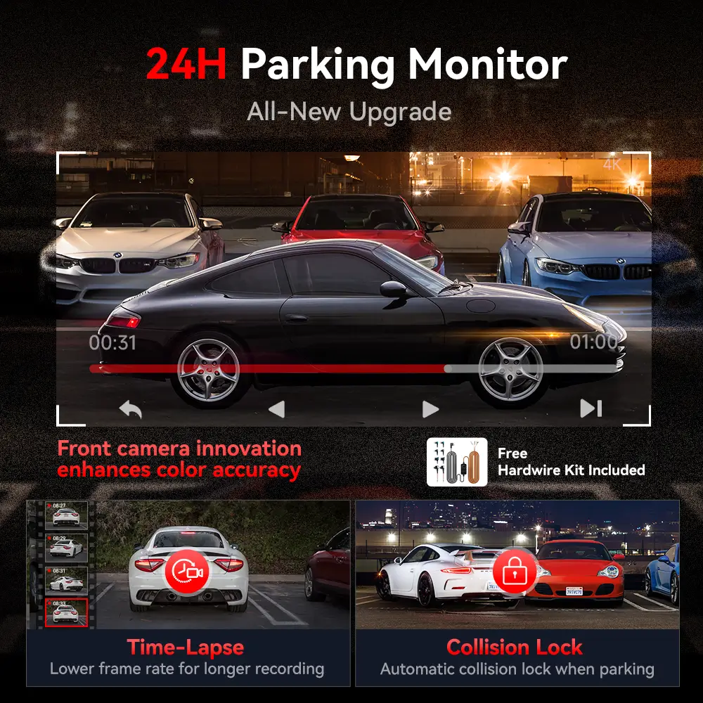 Redtiger ViewClear 70 4K Dual HDR 5.8Ghz WiFi-6 Hyper Night Clarity Dual Dash Cam - Image 6